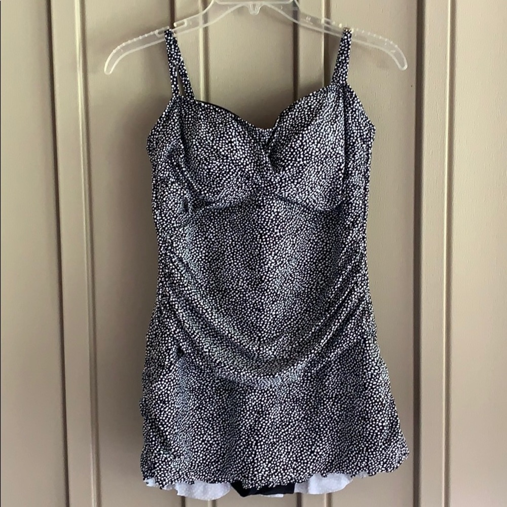 Love My Curves Black & White One Piece Swim Suit size 12